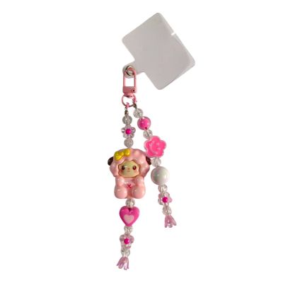 Cute pink Beaded phone charm/ bag charm