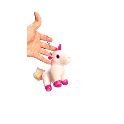 Cute white unicorn bag charm /keychain for girls /soft toy keychain